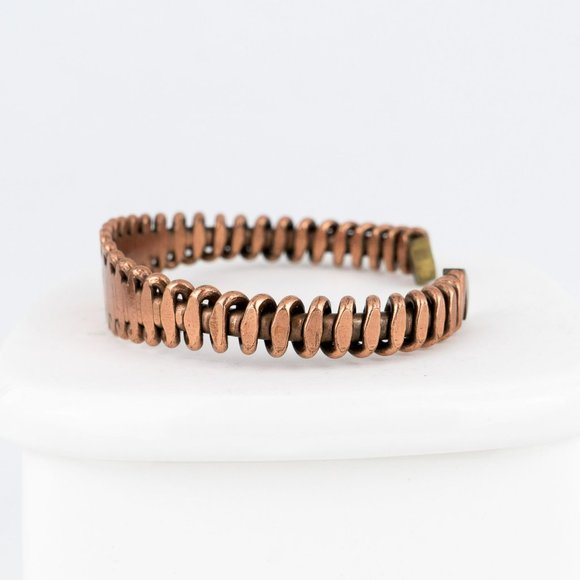 Mixed Metal Cuff Bracelet Copper Brass Wrapped Handmade S Shape Graduated Bangle - Picture 6 of 8
